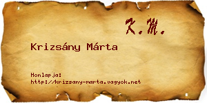 Krizsány Márta névjegykártya