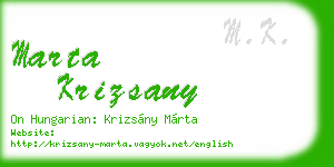 marta krizsany business card